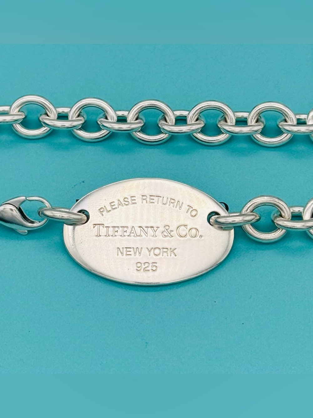 Tiffany & Co. XL Oval Tag RTT Retired Necklace 17.5”